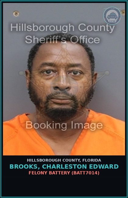CCW arrest card for BROOKS, CHARLESTON EDWARD in Hillsborough County: FELONY BATTERY (BATT7014)