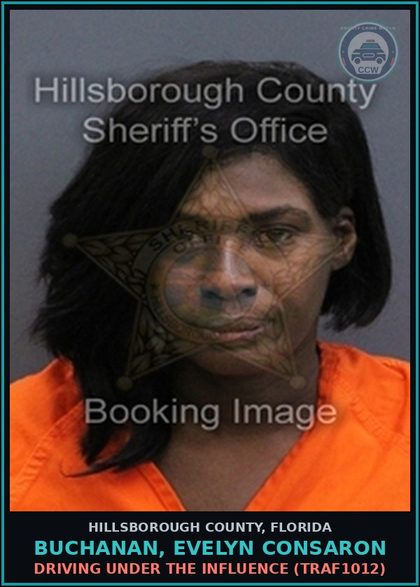 CCW arrest card for BUCHANAN, EVELYN CONSARON in Hillsborough County: DRIVING UNDER THE INFLUENCE (TRAF1012)