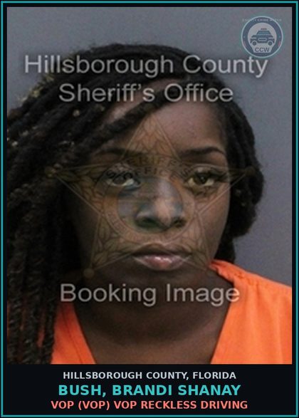 CCW arrest card for BUSH, BRANDI SHANAY in Hillsborough County: VOP (VOP) VOP RECKLESS DRIVING