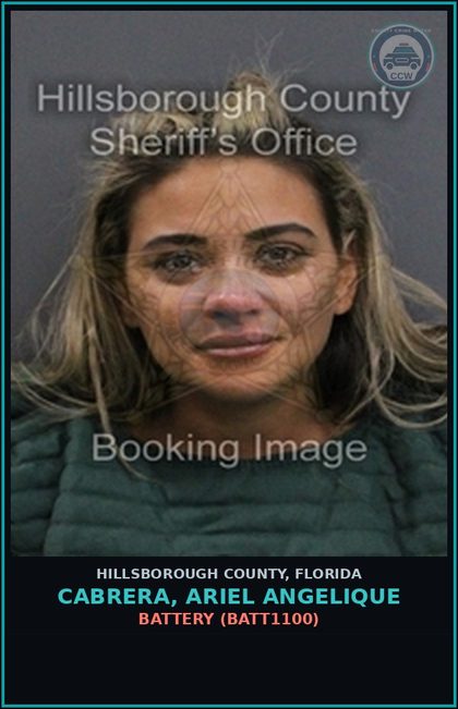 CCW arrest card for CABRERA, ARIEL ANGELIQUE in Hillsborough County: BATTERY (BATT1100)