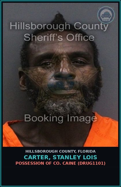 CCW arrest card for CARTER, STANLEY LOIS in Hillsborough County: POSSESSION OF COCAINE (DRUG1101)