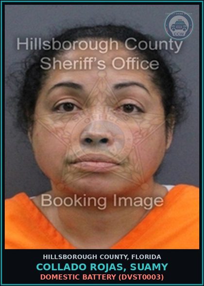 CCW arrest card for COLLADO ROJAS, SUAMY in Hillsborough County: DOMESTIC BATTERY (DVST0003)