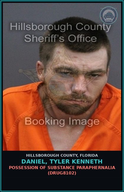 CCW arrest card for DANIEL, TYLER KENNETH in Hillsborough County: NO VALID DRIVER'S LICENSE (2ND OFFENSE) (TRAF5106)