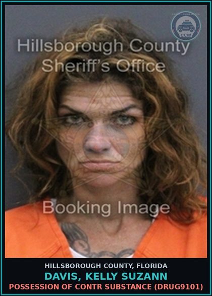 CCW arrest card for DAVIS, KELLY SUZANN in Hillsborough County: POSSESSION OF contr substance (DRUG9101)