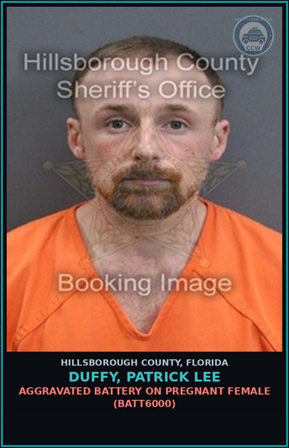 CCW arrest card for DUFFY, PATRICK LEE in Hillsborough County: AGGRAVATED BATTERY ON PREGNANT FEMALE (BATT6000)