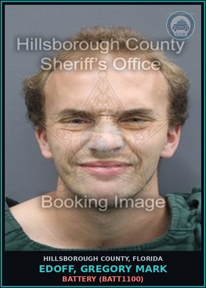 CCW arrest card for EDOFF, GREGORY MARK in Hillsborough County: BATTERY (BATT1100)
