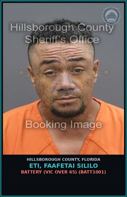 CCW arrest card for ETI, FAAFETAI SILILO in Hillsborough County: BATTERY (VICTIM OVER 65) (BATT1001)