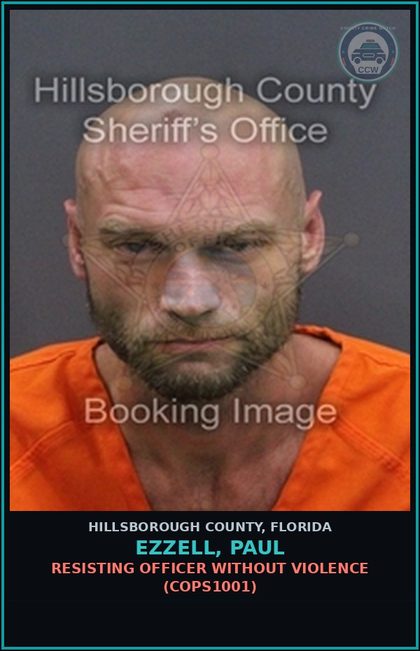 CCW arrest card for EZZELL, PAUL in Hillsborough County: RESISTING OFFICER WITHOUT VIOLENCE (COPS1001)
