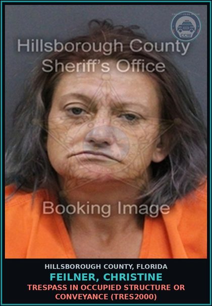 CCW arrest card for FEILNER, CHRISTINE in Hillsborough County: TRESPASS IN OCCUPIED STRUCTURE OR CONVEYANCE (TRES2000)