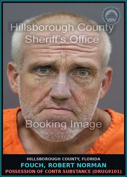 CCW arrest card for FOUCH, ROBERT NORMAN in Hillsborough County: POSSESSION OF contr substance (DRUG9101)