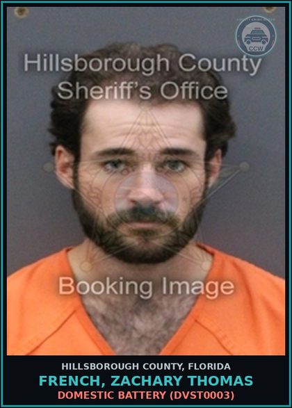 CCW arrest card for FRENCH, ZACHARY THOMAS in Hillsborough County: DOMESTIC BATTERY (DVST0003)