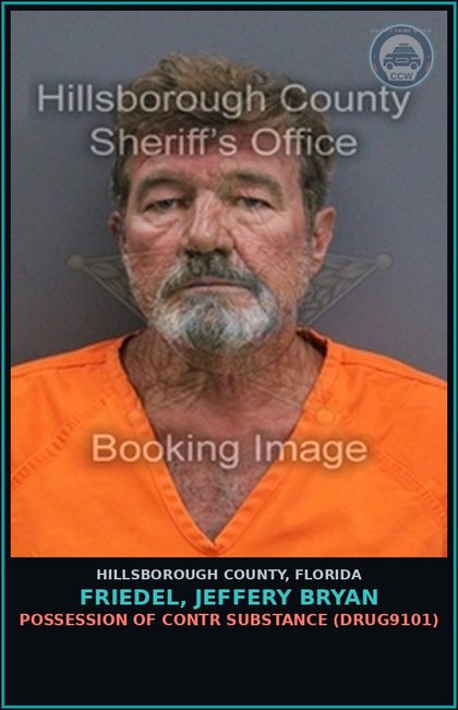 CCW arrest card for FRIEDEL, JEFFERY BRYAN in Hillsborough County: POSSESSION OF contr substance (DRUG9101)