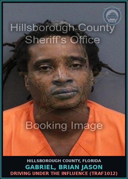 CCW arrest card for GABRIEL, BRIAN JASON in Hillsborough County: DRIVING UNDER THE INFLUENCE (TRAF1012)
