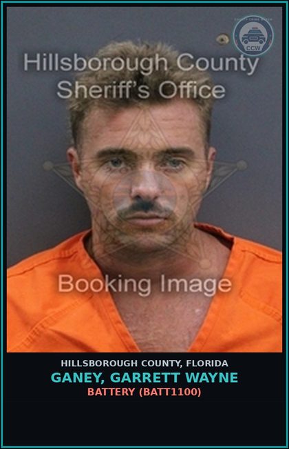 CCW arrest card for GANEY, GARRETT WAYNE in Hillsborough County: BATTERY (BATT1100)