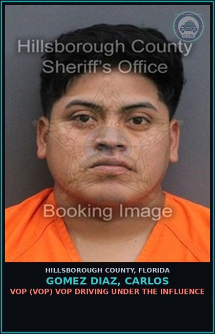 CCW arrest card for GOMEZ DIAZ, CARLOS in Hillsborough County: VOP (VOP) VOP DRIVING UNDER THE INFLUENCE
