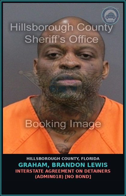 CCW arrest card for GRAHAM, BRANDON LEWIS in Hillsborough County: INTERSTATE AGREEMENT ON DETAINERS (ADMIN018) [NO BOND]