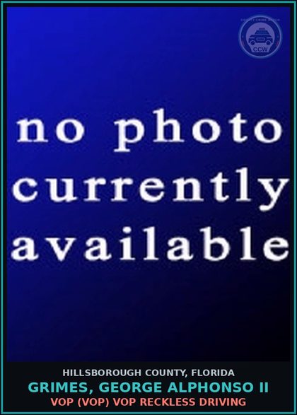CCW arrest card for GRIMES, GEORGE ALPHONSO II in Hillsborough County: VOP (VOP) VOP RECKLESS DRIVING