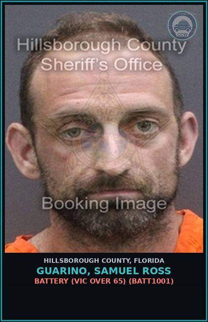 CCW arrest card for GUARINO, SAMUEL ROSS in Hillsborough County: BATTERY (VICTIM OVER 65) (BATT1001)