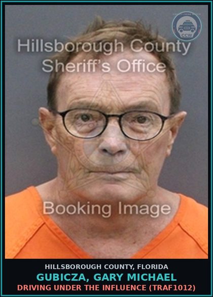 CCW arrest card for GUBICZA, GARY MICHAEL in Hillsborough County: DRIVING UNDER THE INFLUENCE (TRAF1012)