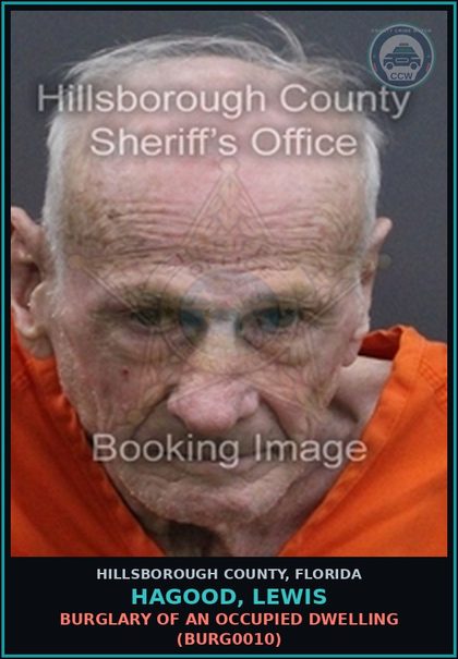 CCW arrest card for HAGOOD, LEWIS in Hillsborough County: BURGLARY OF AN OCCUPIED DWELLING (BURG0010)