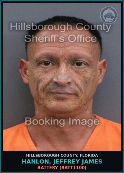 CCW arrest card for HANLON, JEFFREY JAMES in Hillsborough County: BATTERY (BATT1100)