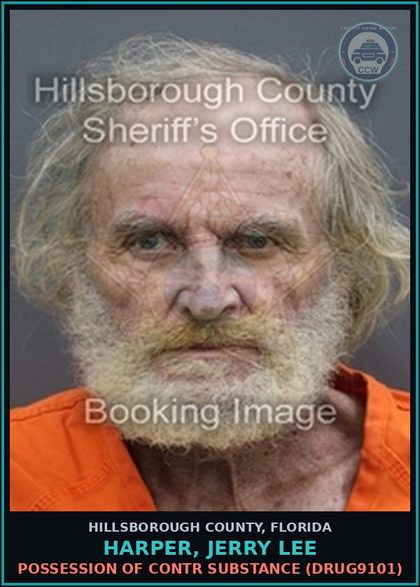CCW arrest card for HARPER, JERRY LEE in Hillsborough County: POSSESSION OF contr substance (DRUG9101)