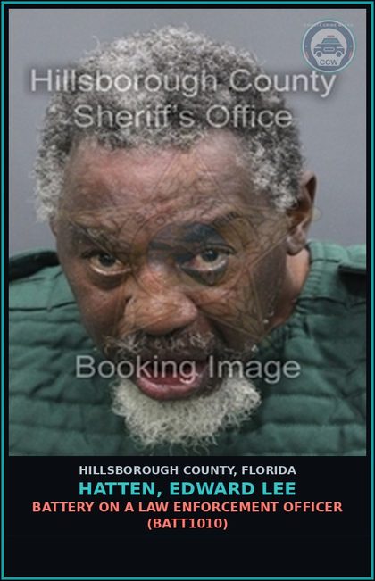 CCW arrest card for HATTEN, EDWARD LEE in Hillsborough County: THREAT OF DEATH OR SERIOUS BODILY HARM OF SPECIFIED PERSONNEL (THRE1069)