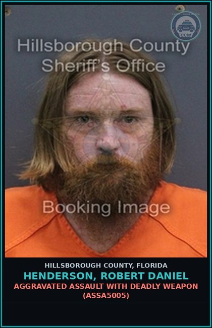 CCW arrest card for HENDERSON, ROBERT DANIEL in Hillsborough County: AGGRAVATED ASSAULT WITH DEADLY WEAPON (ASSA5005)