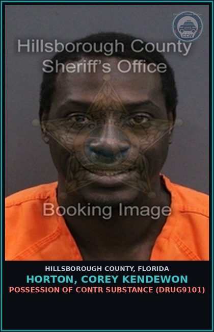 CCW arrest card for HORTON, COREY KENDEWON in Hillsborough County: PC VOP (VOP)