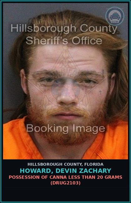 CCW arrest card for HOWARD, DEVIN ZACHARY in Hillsborough County: TPORD 14-52(A) - UNLAWFUL PUBLIC URINATION OR DEFECATION (TPOR0145)