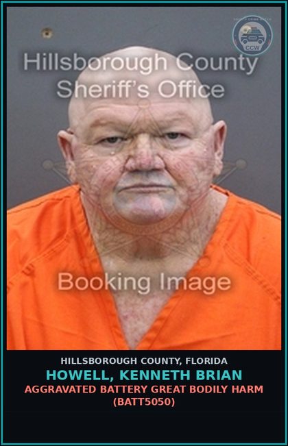 CCW arrest card for HOWELL, KENNETH BRIAN in Hillsborough County, Florida: AGGRAVATED BATTERY GREAT BODILY HARM (BATT5050)
