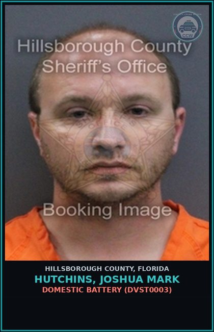 CCW arrest card for HUTCHINS, JOSHUA MARK in Hillsborough County: DOMESTIC BATTERY (DVST0003)