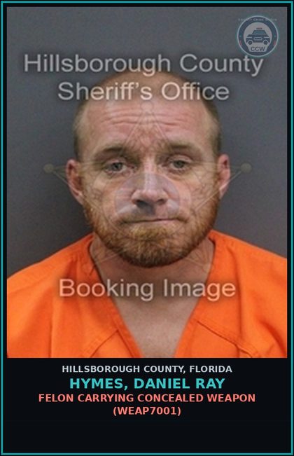 CCW arrest card for HYMES, DANIEL RAY in Hillsborough County: POSSESSION OF Canna WITH INTENT TO SELL, MANUFACTURE, OR DELIVER (DRUG2320)