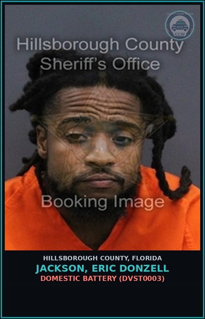 CCW arrest card for JACKSON, ERIC DONZELL in Hillsborough County: DOMESTIC BATTERY (DVST0003)