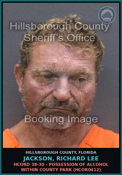 CCW arrest card for JACKSON, RICHARD LEE in Hillsborough County: VIOLATION OF PAROLE (ARREST WITH OR WITHOUT WARRANT) (ADMIN020)