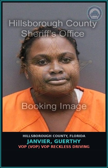 CCW arrest card for JANVIER, GUERTHY in Hillsborough County: VOP (VOP) VOP RECKLESS DRIVING
