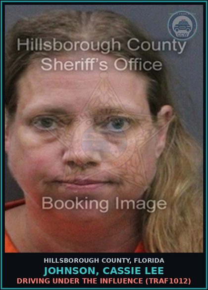 CCW arrest card for JOHNSON, CASSIE LEE in Hillsborough County: DRIVING UNDER THE INFLUENCE (TRAF1012)