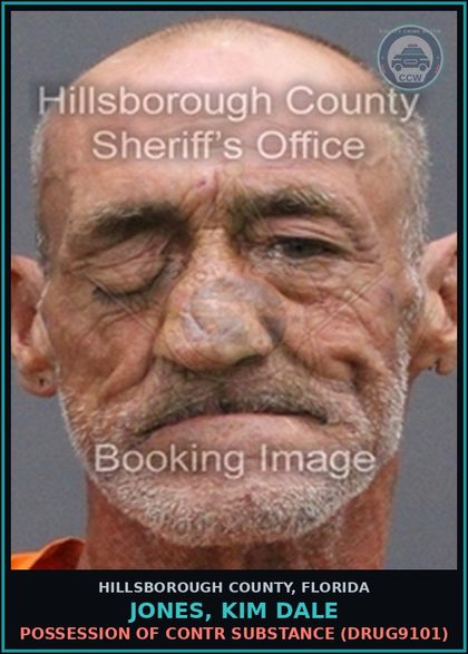 CCW arrest card for JONES, KIM DALE in Hillsborough County: RESISTING OFFICER WITHOUT VIOLENCE (COPS1001)