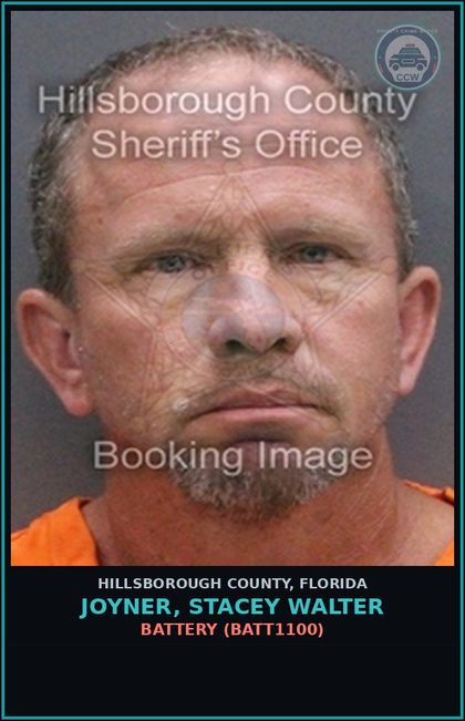 CCW arrest card for JOYNER, STACEY WALTER in Hillsborough County: BATTERY (BATT1100)