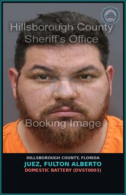 CCW arrest card for JUEZ, FULTON ALBERTO in Hillsborough County: RESISTING OFFICER WITHOUT VIOLENCE (COPS1001)