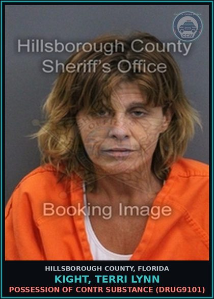 CCW arrest card for KIGHT, TERRI LYNN in Hillsborough County: TAMPERING WITH PHYSICAL EVIDENCE (TAMP4005)