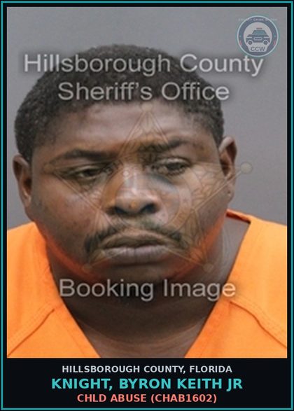 CCW arrest card for KNIGHT, BYRON KEITH JR in Hillsborough County: chld ABUSE (CHAB1602)