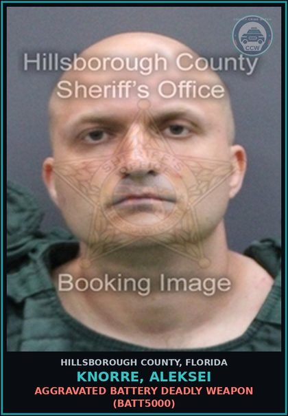 CCW arrest card for KNORRE, ALEKSEI in Hillsborough County: RECKLESS DRIVING WITH SERIOUS BODILY INJURY (TRAF3035)