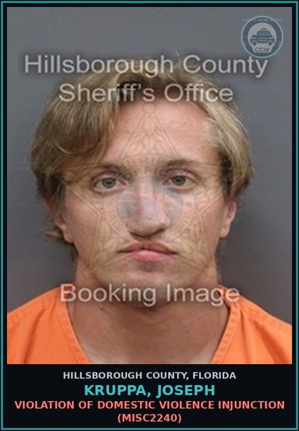 CCW arrest card for KRUPPA, JOSEPH in Hillsborough County: VIOLATION OF DOMESTIC VIOLENCE INJUNCTION (MISC2240)