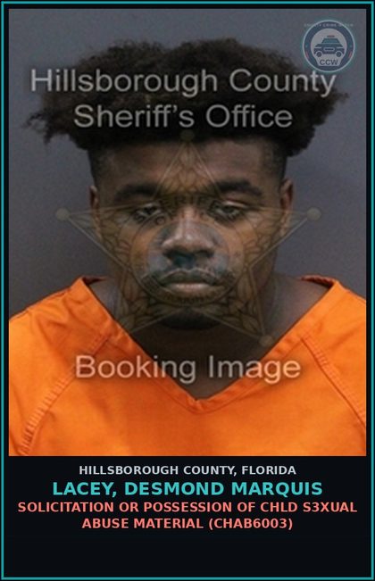 CCW arrest card for LACEY, DESMOND MARQUIS in Hillsborough County: UNLAWFUL USE OF TWO WAY COMMUNICATIONS DEVICE (MISC1354)