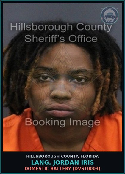 CCW arrest card for LANG, JORDAN IRIS in Hillsborough County: DOMESTIC BATTERY (DVST0003)