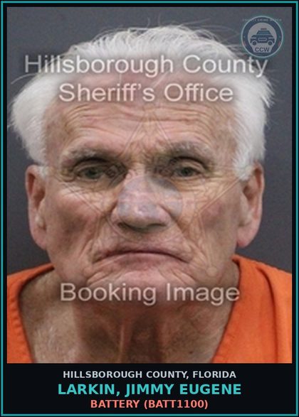 CCW arrest card for LARKIN, JIMMY EUGENE in Hillsborough County: DISORDERLY INTOXICATION (MISC0018)