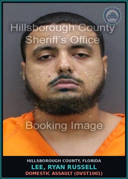 CCW arrest card for LEE, RYAN RUSSELL in Hillsborough County: DOMESTIC ASSAULT (DVST1001)