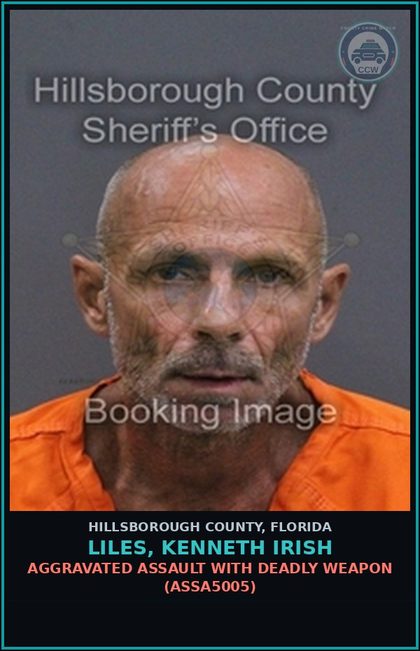 CCW arrest card for LILES, KENNETH IRISH in Hillsborough County: AGGRAVATED ASSAULT WITH DEADLY WEAPON (ASSA5005)