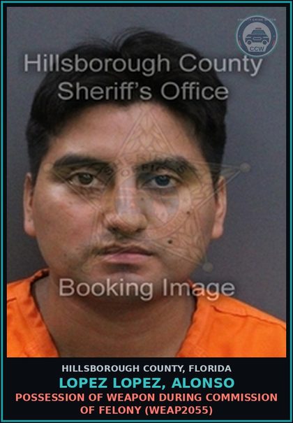 CCW arrest card for LOPEZ LOPEZ, ALONSO in Hillsborough County: POSSESSION OF DRUG PARAPHERNALIA (DRUG8102)